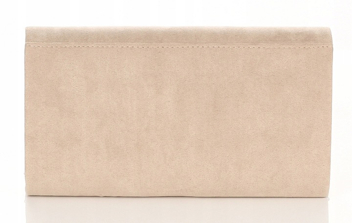Efektowna Zamszowa Beżowa kopertówka na łańcuszku