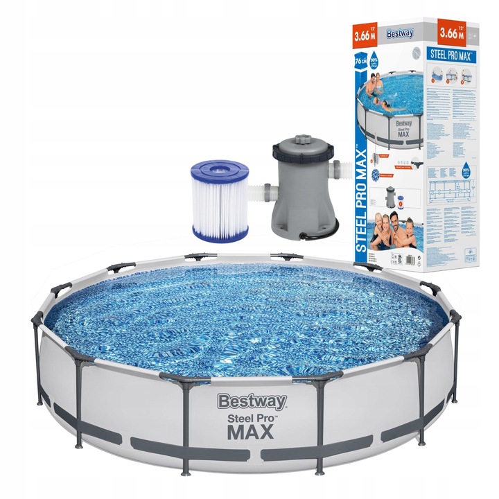 Basen stelażowy 366x76 POMPA FILTR Rodzinny ZESTAW ogrodowy