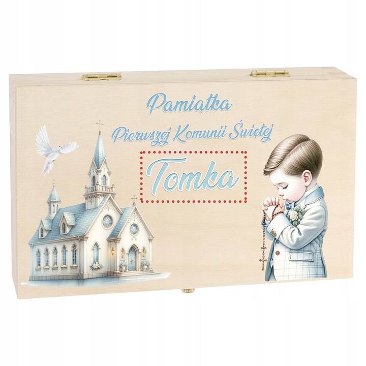 Pamiątka Komunii Świętej dla Chłopca Prezent na Komunię Pudełko