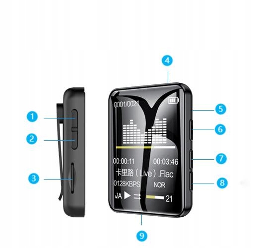 Odtwarzacz MP4 8G BT4.0 DYKTAFON SPEAKER menuPL