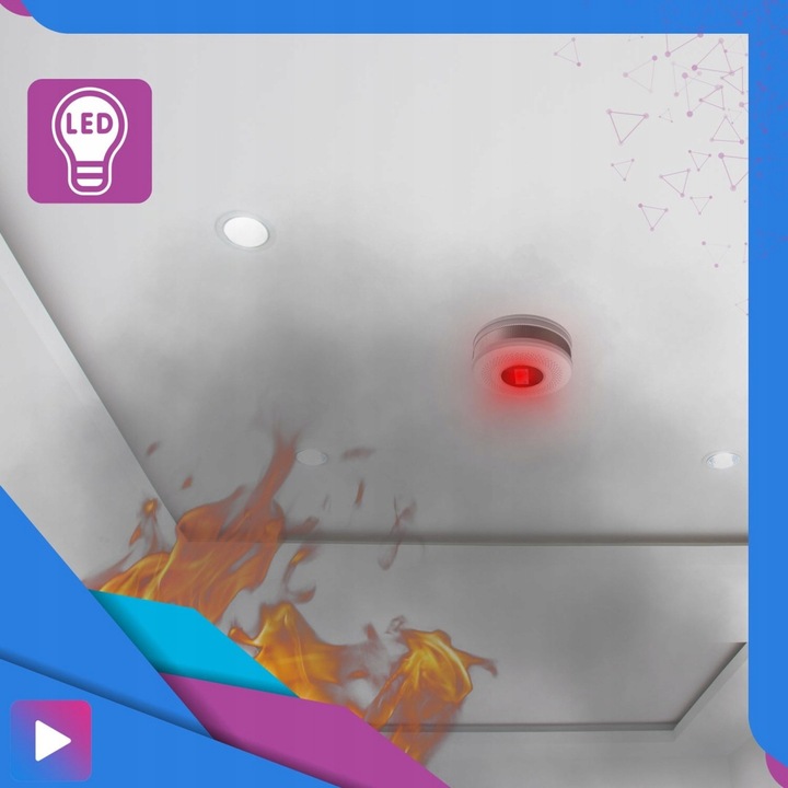 Czujnik Dymu Czadu Gazu CO Tlenku Węgla LCD Czujka Sensor Detektor Premium