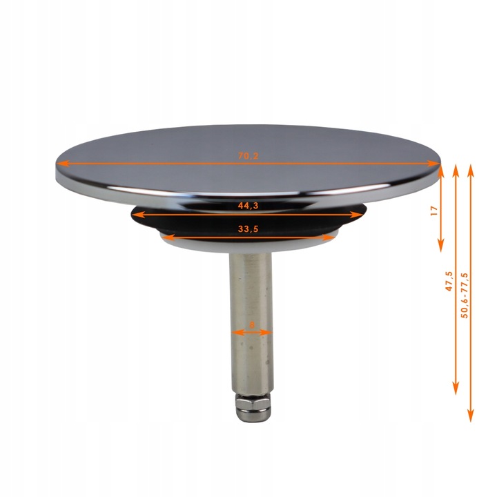 Korek wannowy CHROM zatyczka do wanny syfonu wannowego automatycznego SANIT