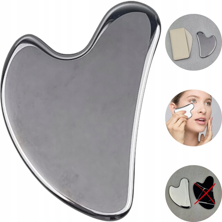 GUA SHA MASAŻER DO TWARZY PŁYTKA DO MASAŻU METAL STAL CHIRURGICZNA