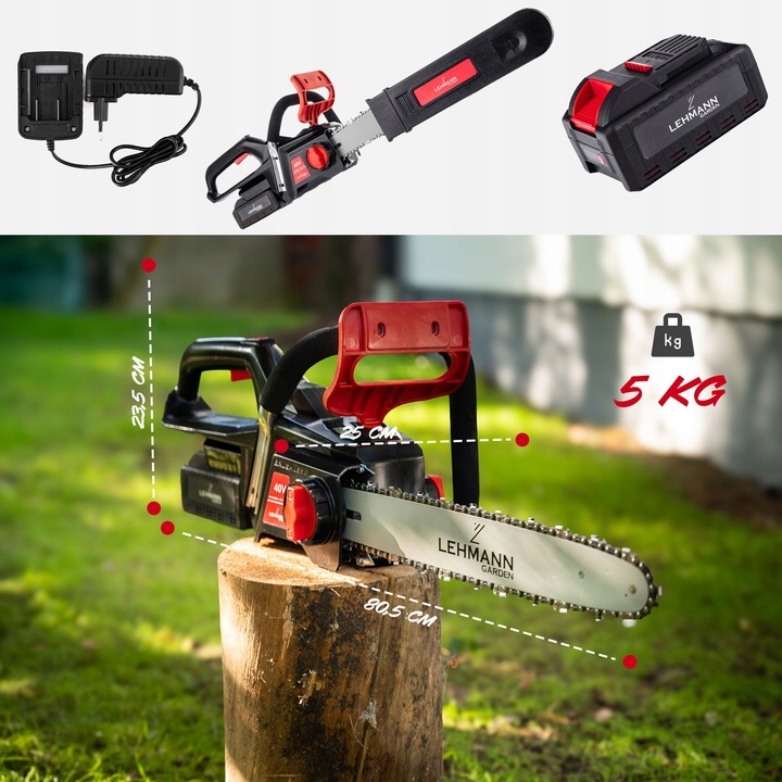 PIŁA ŁAŃCUCHOWA PILARKA AKUMULATOROWA GAŁĘZIÓWKA DREWNA MOCNA AKU 40V