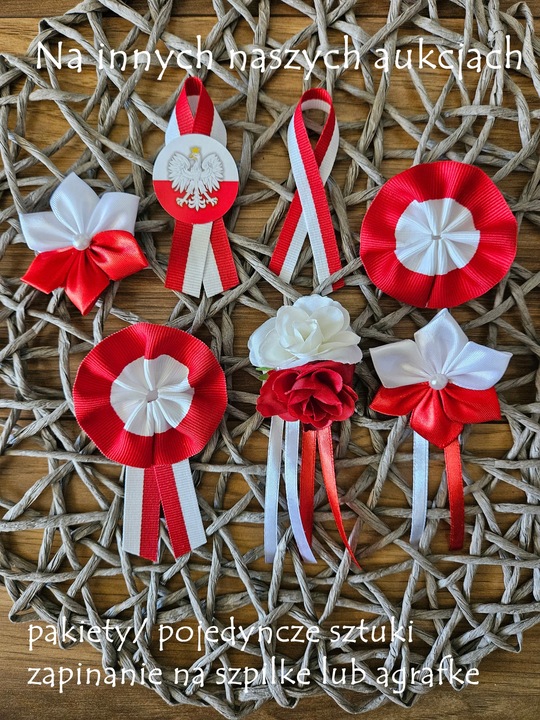 Kotyliony narodowe rozetka 2 patriotyczne 11 listopada przypinki 4 szt