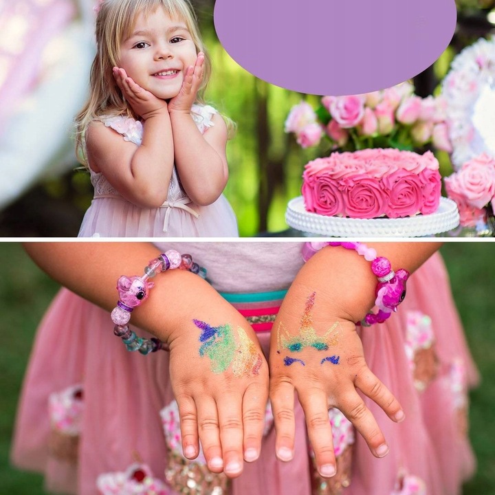 Tatuaże Brokatowe dla Dzieci Zmywalne Zestaw XXL 120 szablonów + GRATIS !