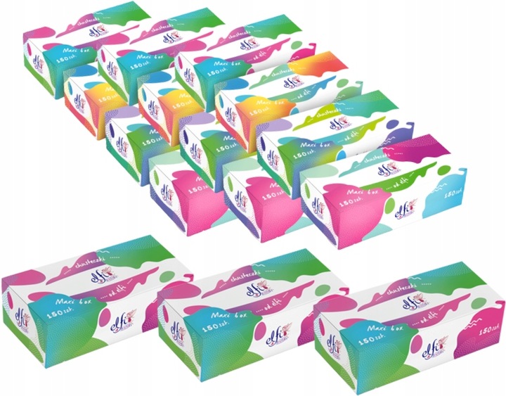 15x ELFI Friendly Maxi Box Chusteczki higieniczne 2 Warstwowe 150szt.