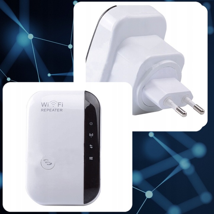 WZMACNIACZ SYGNAŁU Wi-Fi MOCNY REPEATER 300MB/S 2 TRYBY FUNKCJA WPS