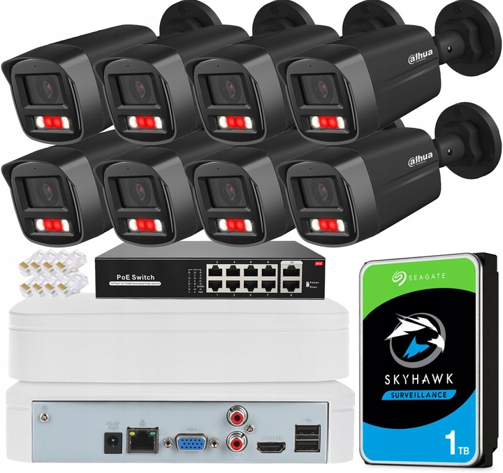 Zestaw Monitoringu Dahua Bez Kabla 8 Kamer 4Mpx IR/LED Aplikacja Detekcja