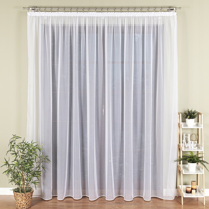 FIRANA GOTOWA BIAŁA WOAL Z LAMÓWKA NA TAŚMIE DO SALONU SYPIALNI 400x250 cm