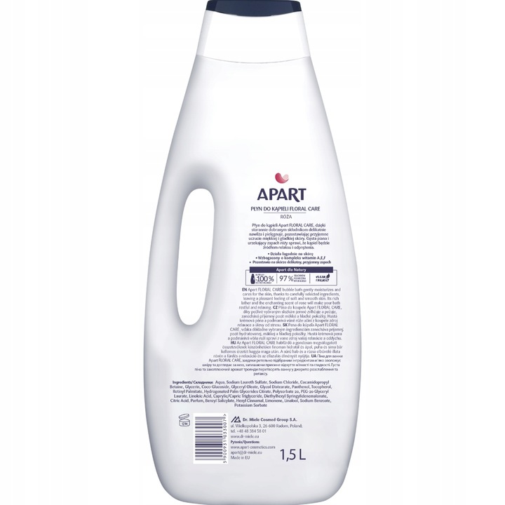 Apart Kremowy Płyn do Kąpieli 97% Skł Pochodzenia Naturalnego Zestaw