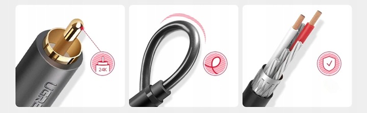 Kabel Przewód Audio JACK 3,5 2x RCA Chinch STEREO HQ Przejściówka