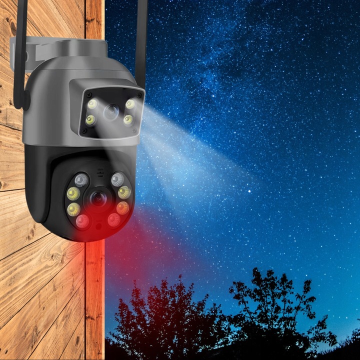 PODWÓJNA OBROTOWA KAMERA WIFI SMART ZEWNĘTRZNA 8MPX UHD DETEKCJA ALARM PUSH