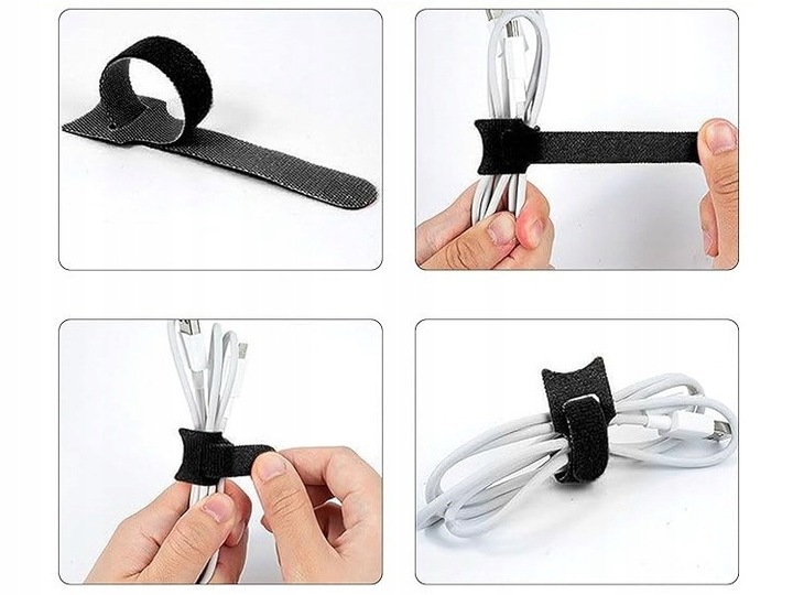 100 x OPASKA RZEP PASKI DO KABLI TAŚMA RZEPOWA WIELOKROTNEGO UŻYTKU