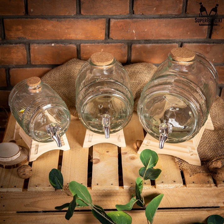 BECZKA SZKLANA 3L BECZUŁKA ANTAŁEK NA NAPOJE LEMONIADĘ WÓDKĘ WINO BIMBER