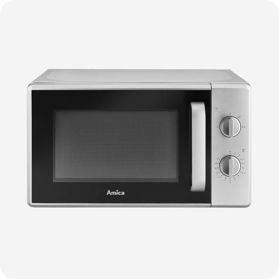 KUCHENKA MIKROFALOWA MIKROFALÓWKA AMMF 20M1S AMICA 700W SREBRNA 20L INOX