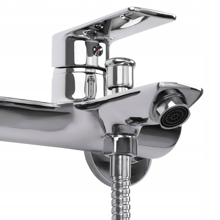 Bateria wannowa ścienna z prysznicem chrom zestaw do wanny łazienkowy