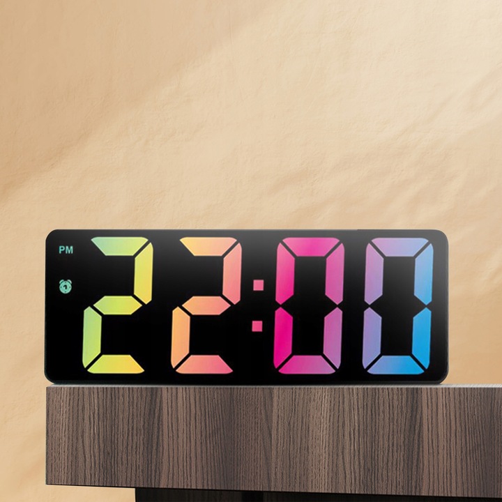 ELEKTRONICZNY ZEGAR LED BUDZIK ZEGAREK Z ALARMEM KOLOROWY