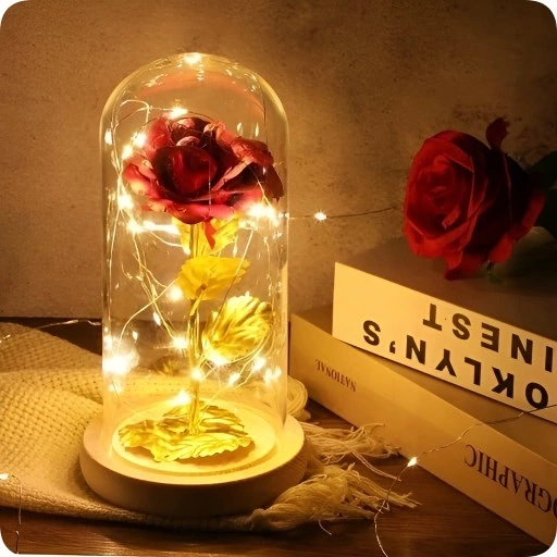 WIECZNA RÓŻA W SZKLE PREZENT ŚWIECĄCA LED PREZENT NA ŚWIĘTA DLA ŻONY