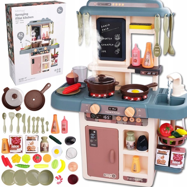 KUCHNIA DLA DZIECI KRAN PARA ŚWIATŁO DŹWIĘK funkcja wody 42 AKCESORIA