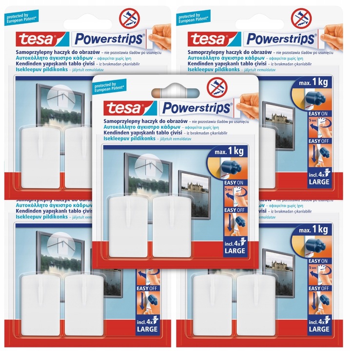 TESA POWERSTRIPS Haczyki samoprzylepne do ramek zdjęć obrazów 1kg