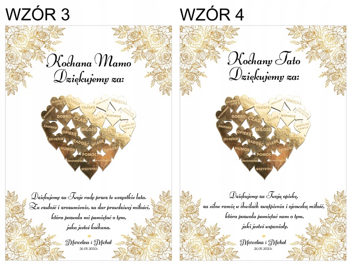 PODZIĘKOWANIE DLA RODZICÓW DZIADKÓW BABCI DZIADKA MAMY ŚLUB SERCE 3D RAMKA