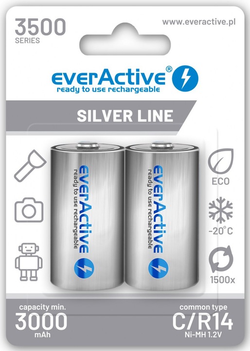 2x AKUMULATORKI NI-MH EVERACTIVE R14 C 3500 mAH