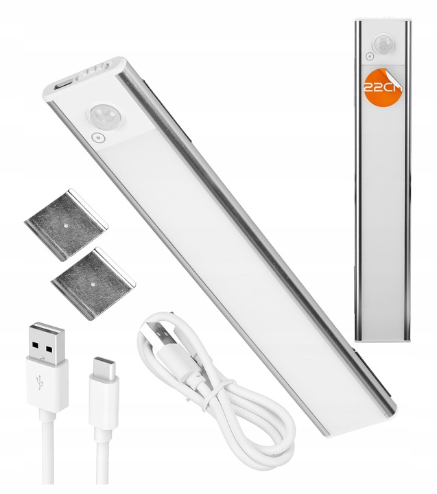Lampa Listwa Oświetleniowa LED Czujnik Ruch Magnes Baterie 22cm Podszafkowa