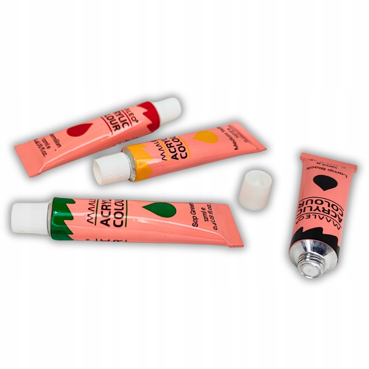 Farby Akrylowe Zestaw Farb Akrylowych 24x12ml Płótna Pędzle 10 szt Paleta