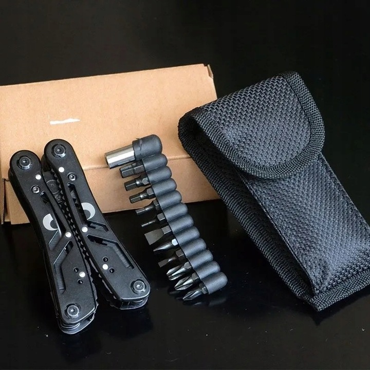 MULTITOOL NARZĘDZIE WIELOFUNKCYJNE SCYZORYK 21w1 ZESTAW BITÓW ETUI ZESTAW