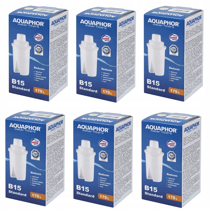 6x Wkład filtrujący Wodę Filtr do Dzbanka Aquaphor B15 (B100-15)