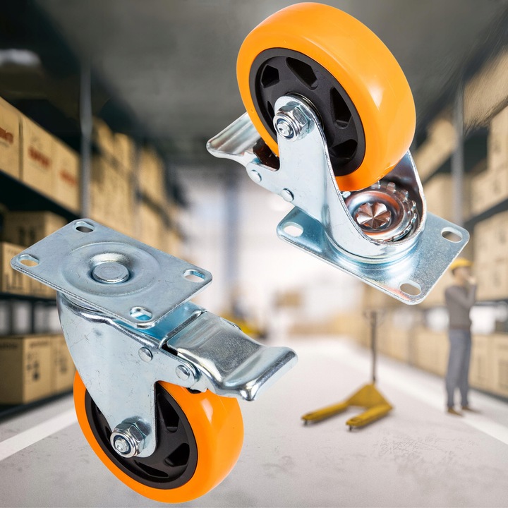 OBROTOWE KÓŁKA PRZEMYSŁOWE Z HAMULCEM DO DUŻYCH OBCIĄŻEŃ 460Kg 100mm