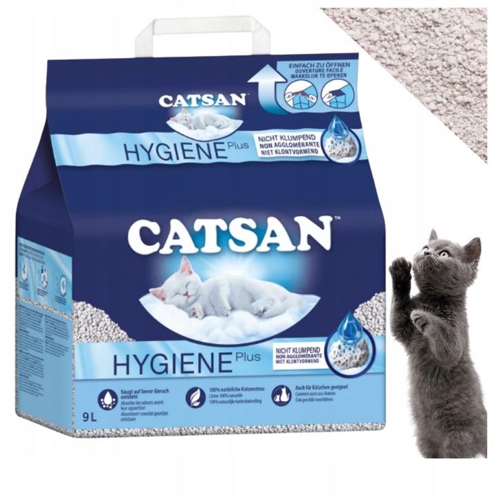 Żwirek dla Kota CATSAN Hygiene Plus Super Chłonny Bezzapachowy Wydajny 9L
