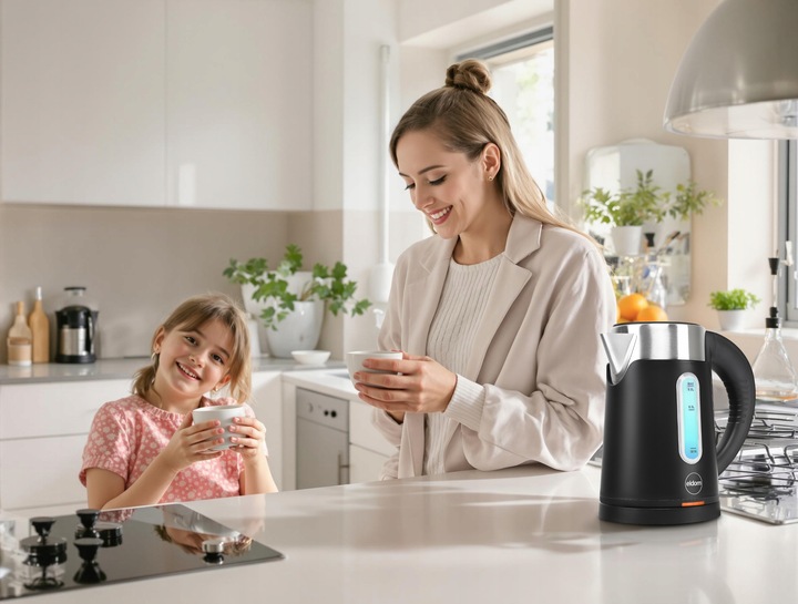 CZAJNIK ELEKTRYCZNY BEZPRZEWODOWY 0,8L CZARNY MAŁY TURYSTYCZNY 1000 W