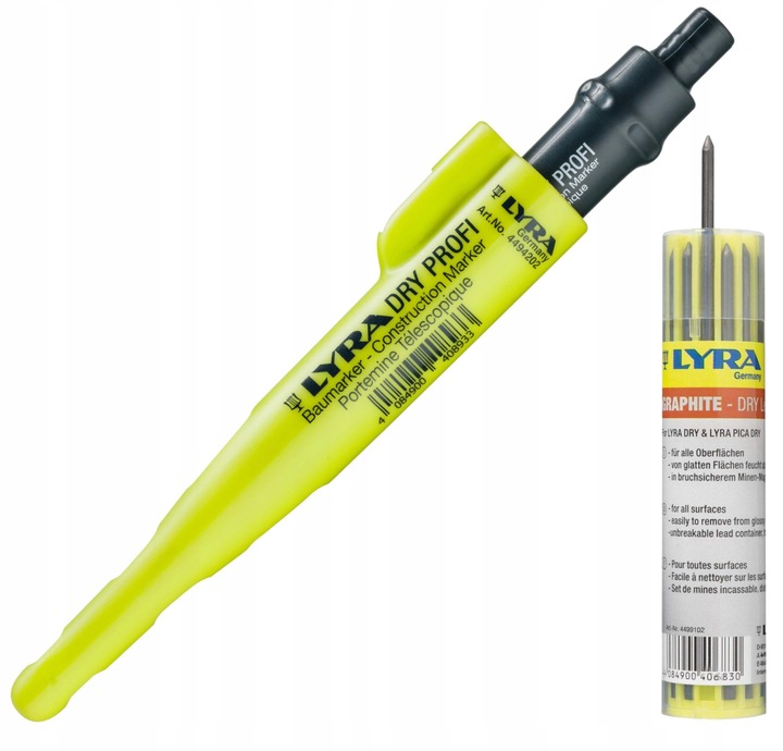 ZESTAW LYRA DRY PROFI OŁÓWEK+WKŁADY+MARKER KOMPLET OŁÓWEK BUDOWLANY 3