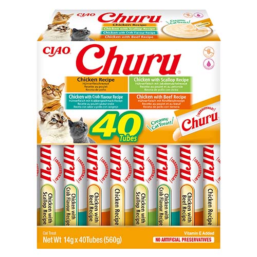 INABA CAT CHURU VARIETIES CHICKEN Mix Przysmaków dla Kota 40x14g + 4x14g