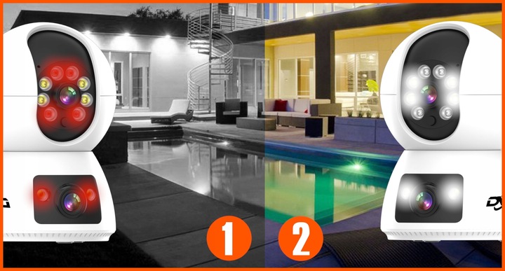 WĘWNĘTRZNA KAMERA WIFI OBROTOWA NIANIA SZEROKI KĄT 2 OBIEKTYWY 2Mpx TUYA