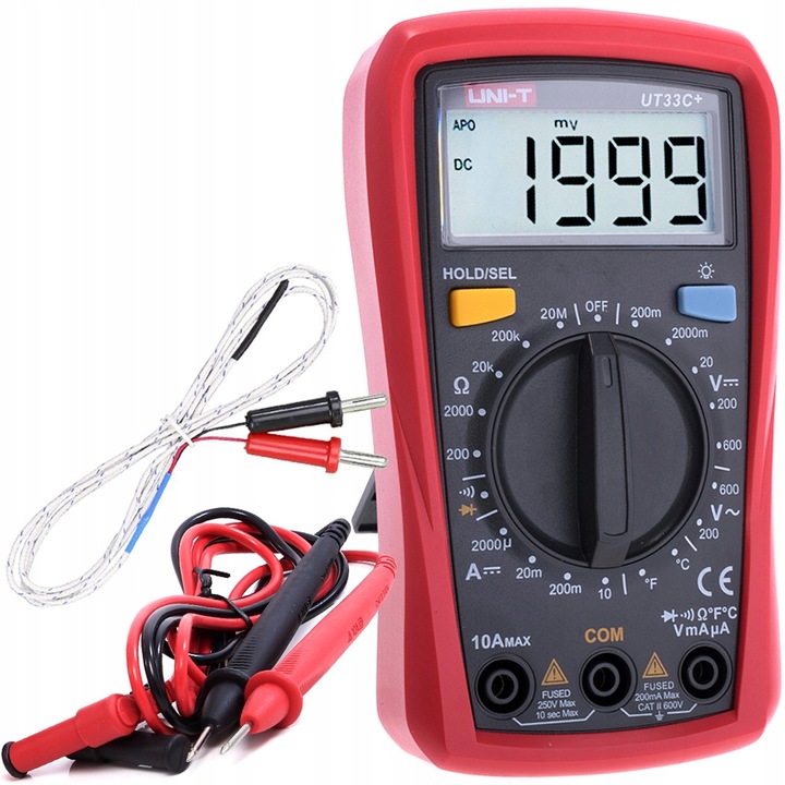 PROFESJONALNY MIERNIK CYFROWY MULTIMETR PRĄDU NAPIĘCIA LCD UNI-T UT33C+