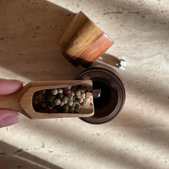 Młynek do Pieprzu i Soli Drewniany Zestaw 2 szt Ręczny Precyzyjne