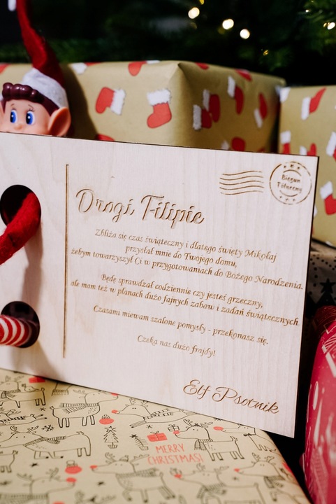 PERSONALIZOWANY LIST POWITALNY OD ELFA PSOTNIKA IMIĘ DZIECKA ELF ON SHELF