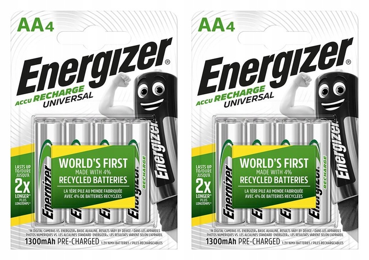 8 x Akumulatorek Universal 1300mAh AA R6 Ni-Mh Energizer - blister
