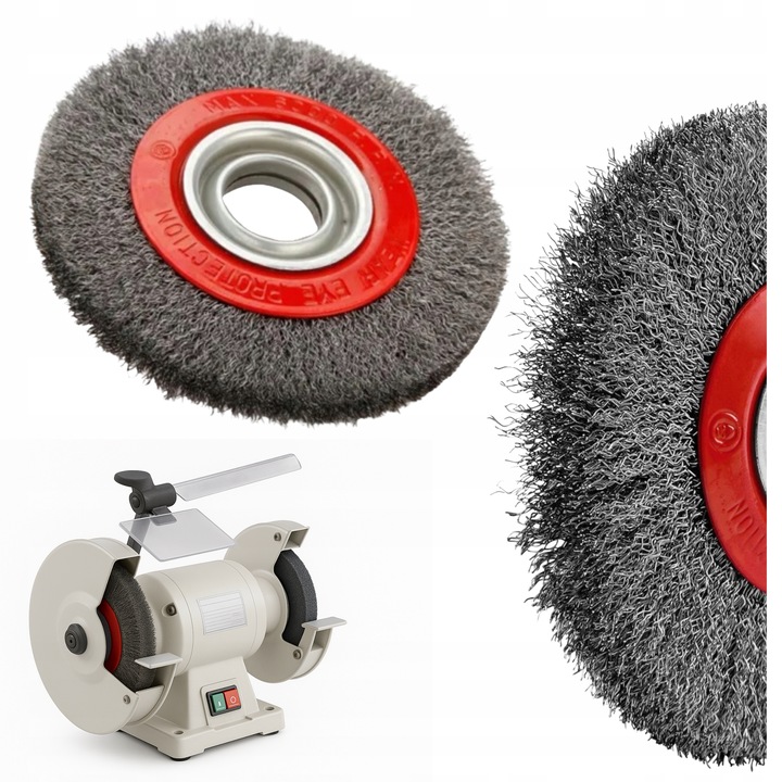 SZCZOTKA DRUCIANA do szlifierki stołowej tarczowa 150mm otw 33mm z