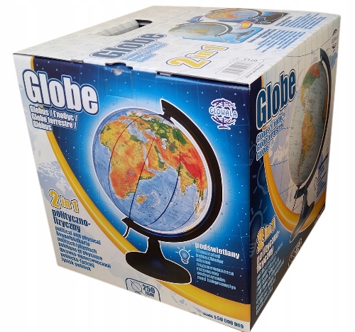 DUŻY GLOBUS PODŚWIETLANY LED WŁĄCZNIK DOTYK 250MM