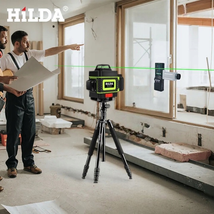 HILDA POZIOMICA 4D BLOKADA WAHADŁA LASER KRZYŻOWY STATYW 1,5 M 2 AKU