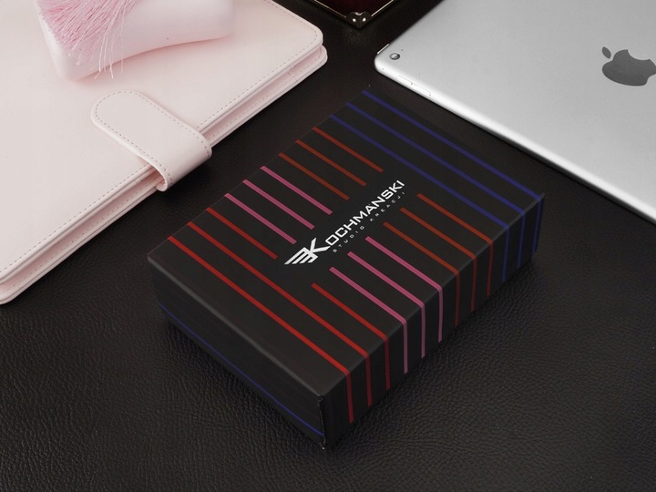 KOCHMANSKI portfel damski skórzany mały czerwony portmonetka zatrzask rfid