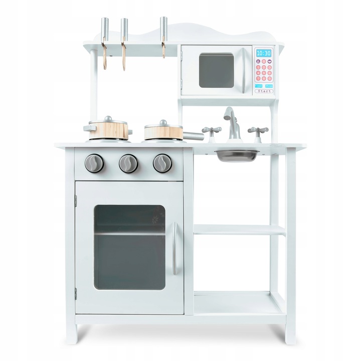 ZESTAW KUCHNIA DREWNIANA DLA DZIECI KUCHENKA RETRO DUŻA PALNIKI + ACKESORIA