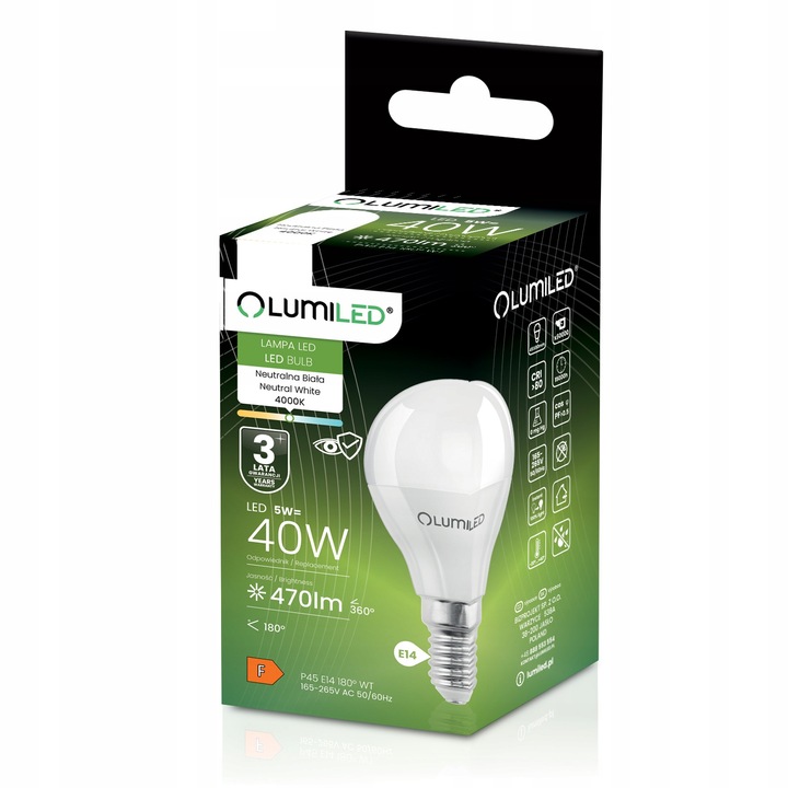 6x Żarówka LED E14 Kulka 5W = 50W 470lm 4000K Neutralna LUMILED NIE