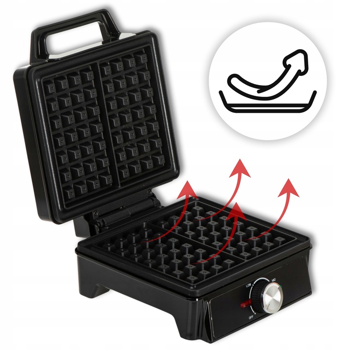 GOFROWNICA 2000W OPIEKACZ DO GOFRÓW MOCNA Z REGULACJĄ TEMPERATURY