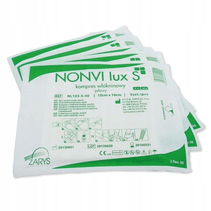ZARYS NONVI lux S-5cm x 5cm 25szt x 5szt Kompres włókninowy, jałowy