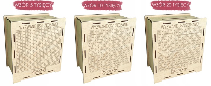 Skarbonka wykreślana wyzwanie tracker oszczędzanie prezent grawer